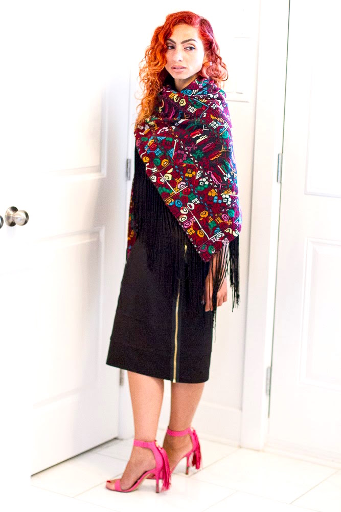 Embroidered colourful shawl