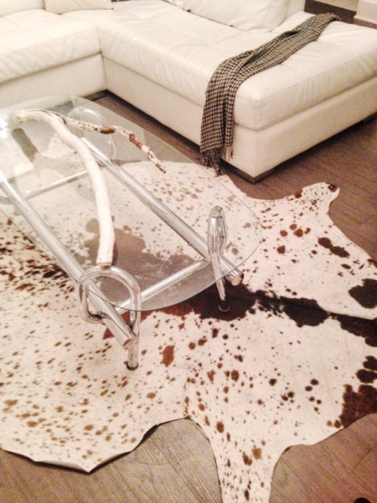 Tricolour cowhide rug